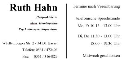 Ruth Hahn, Heilpraktikerin